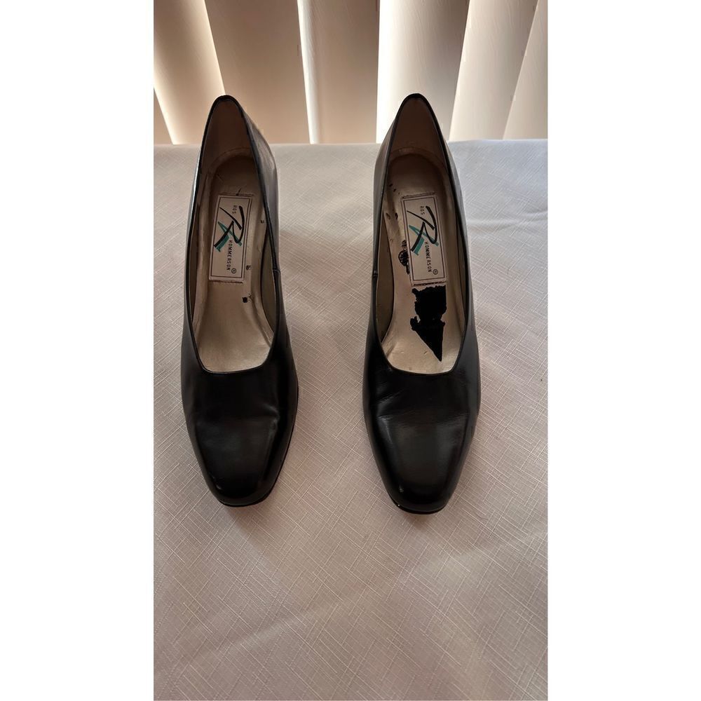 Ros Hommerson Women's Patent Leather Slip-On Block Heeled Pumps Black Size 9.5